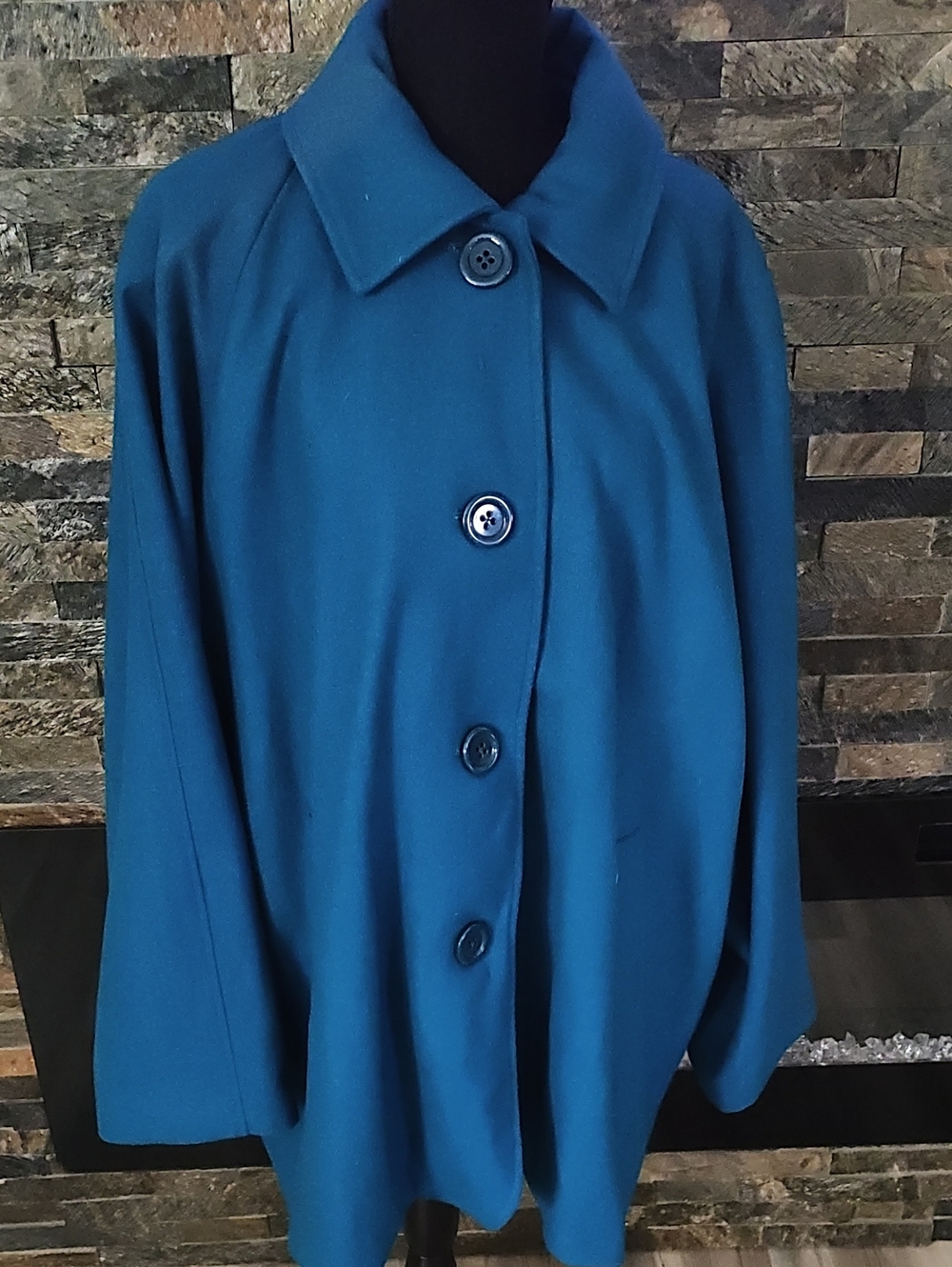 Venezia Woman Classic Teal Blue Women's Button-Up Coat Size 30W